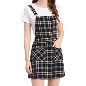 Plaid overall dress